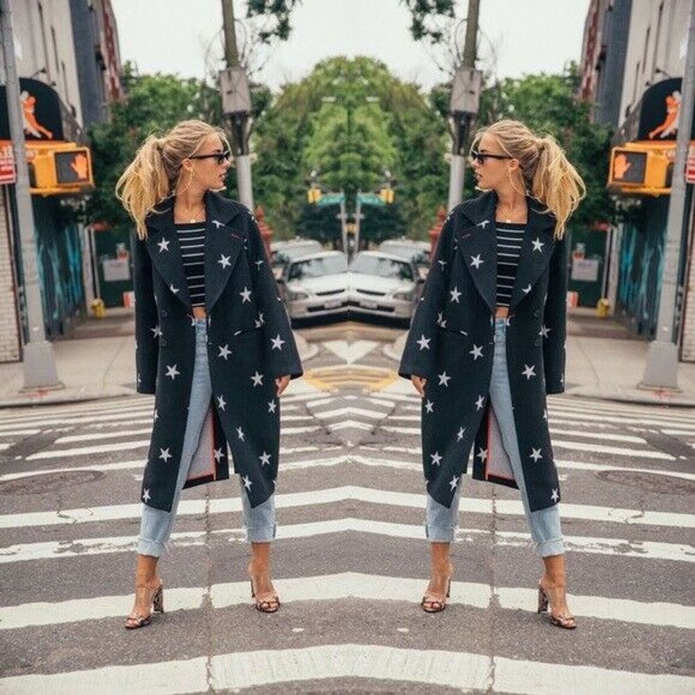 Avec Les Filles Star Double Face Trench Coat Large
